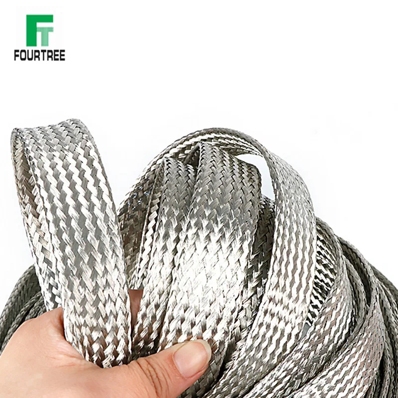 1Meter Tinned Copper Signal Shielded Cable Bare Ground Braid Lead Wire Conductive Tape High Flexibility 1.5-12mm 4-20mm Width