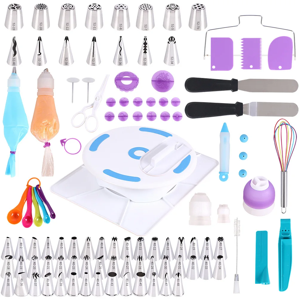 

134 Sets of Turntable Flower Mounting Mouth Set Cake Baking Supplies Cake Decoration Accessories