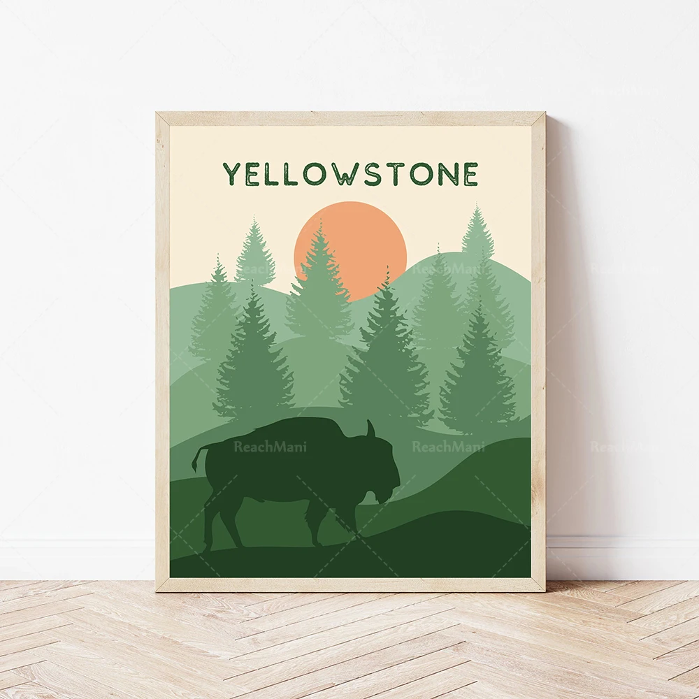 Sequoia National Park, Cactus, Yellowstone Park travel poster wall art canvas print home decor