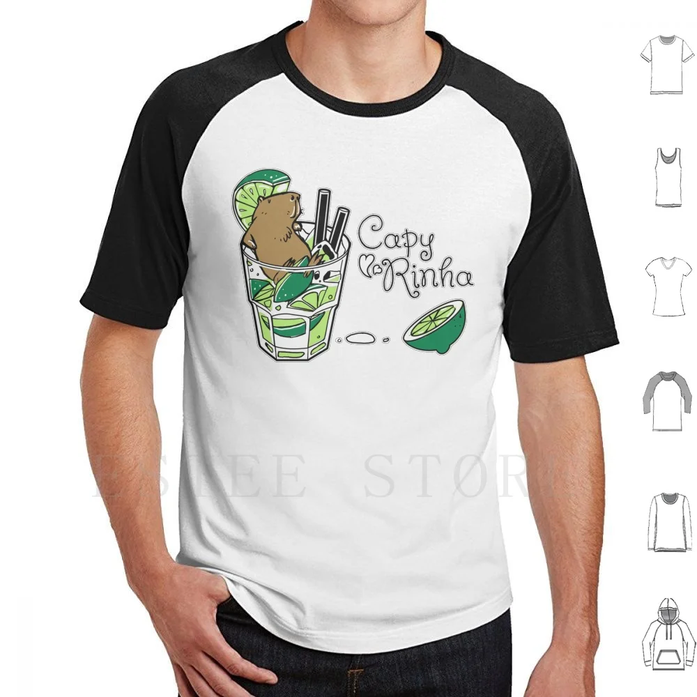 Cabybara Caipirinha = Capyrinha T Shirt Print Cotton Capybara Guinea Pig Caipirinha Caipi Drink Summer Lime Cocktail Happy In