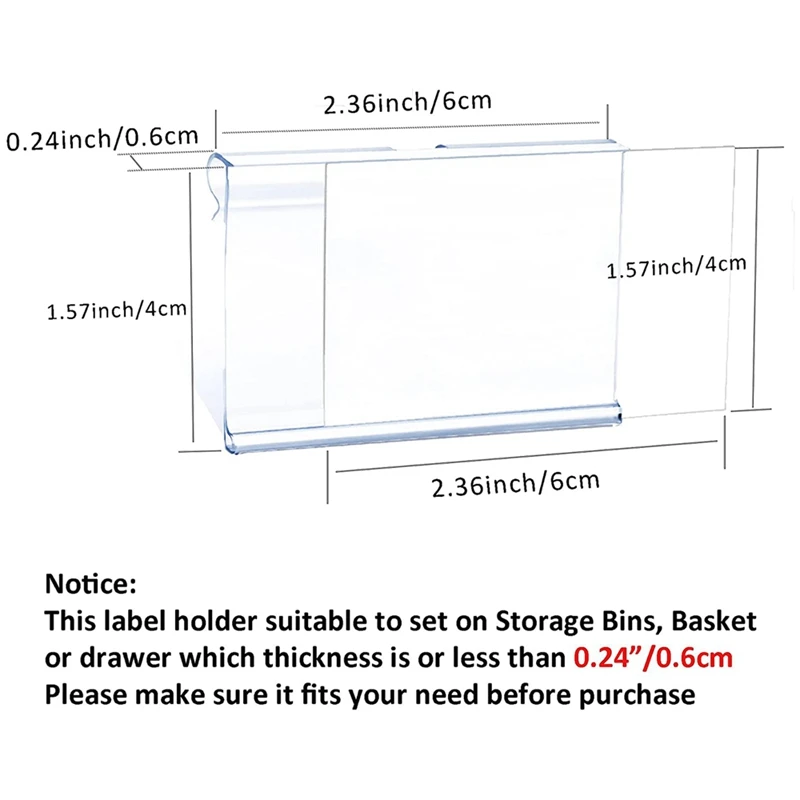 50Pcs Clear Plastic Label Holder Price Tag, Shelf Label Clip Removable Label Holder For Storage Bins Basket Labels