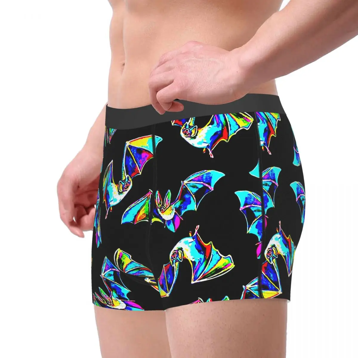 Psychedelic Bat Pattern Goth 1980s Subculture Rock Romance Underpants Breathbale Panties Men's Underwear Print