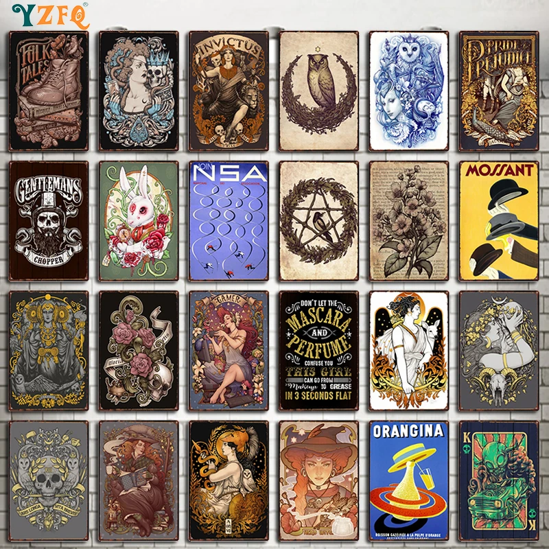 Tattoos Skull  Metal Poster Tin Sign Vintage  Plaque  Retro  Bar Pub Restaurant Room Wall Decoration Plates DU-10810A