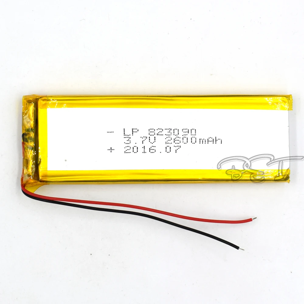 3.7V Polymer Lithium Battery 823090 Rechargeable Li-ion Cell 2600mAh For MP5 Navigator GPS MP3 MP4 Ebook Speaker Camera