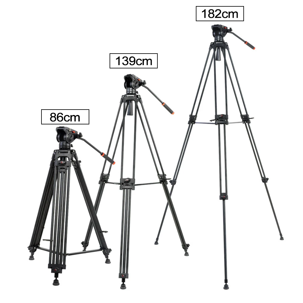 Professional Tripod Heavy Duty Video Tripod Aluminum Fluid Hydraulic Drag Head Quick Shoe Plate for DSLR Camcorders Video Camera