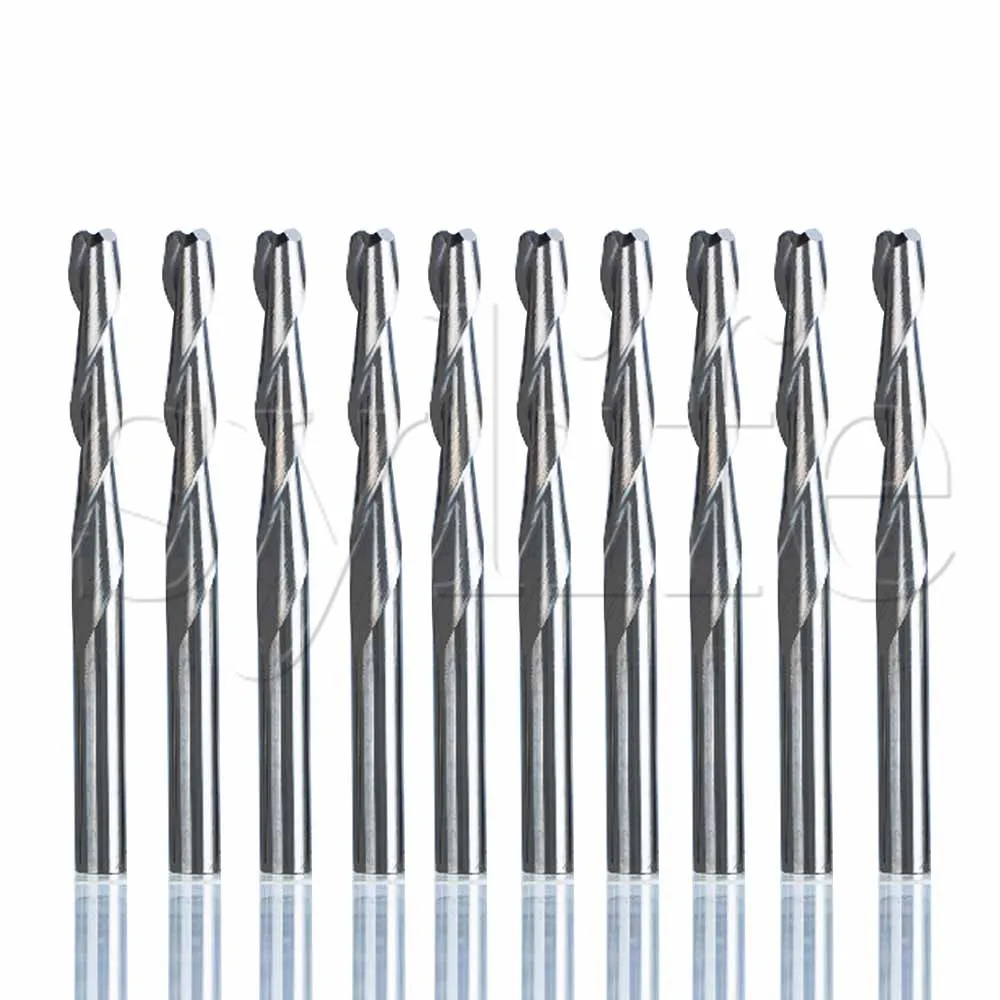 10Pcs Double Flute Spiral CNC Router Bit 1/8 "17Mm Ukiran Alat Pemotong