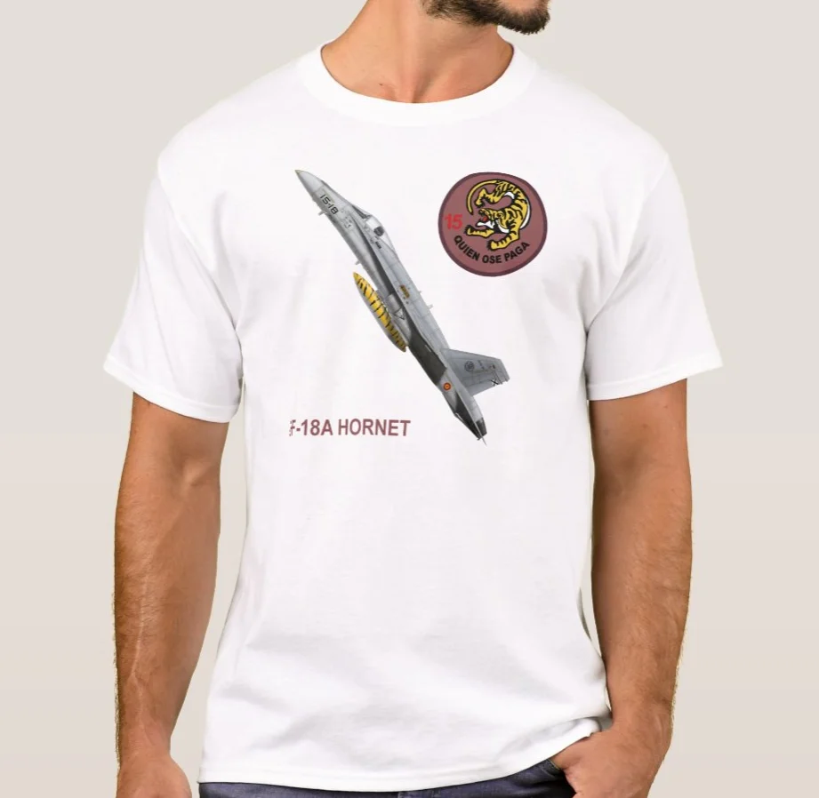 Spain Air Force EF-18A Hornet ALA 15 T-Shirt. Summer Cotton Short Sleeve O-Neck Mens T Shirt New S-3XL