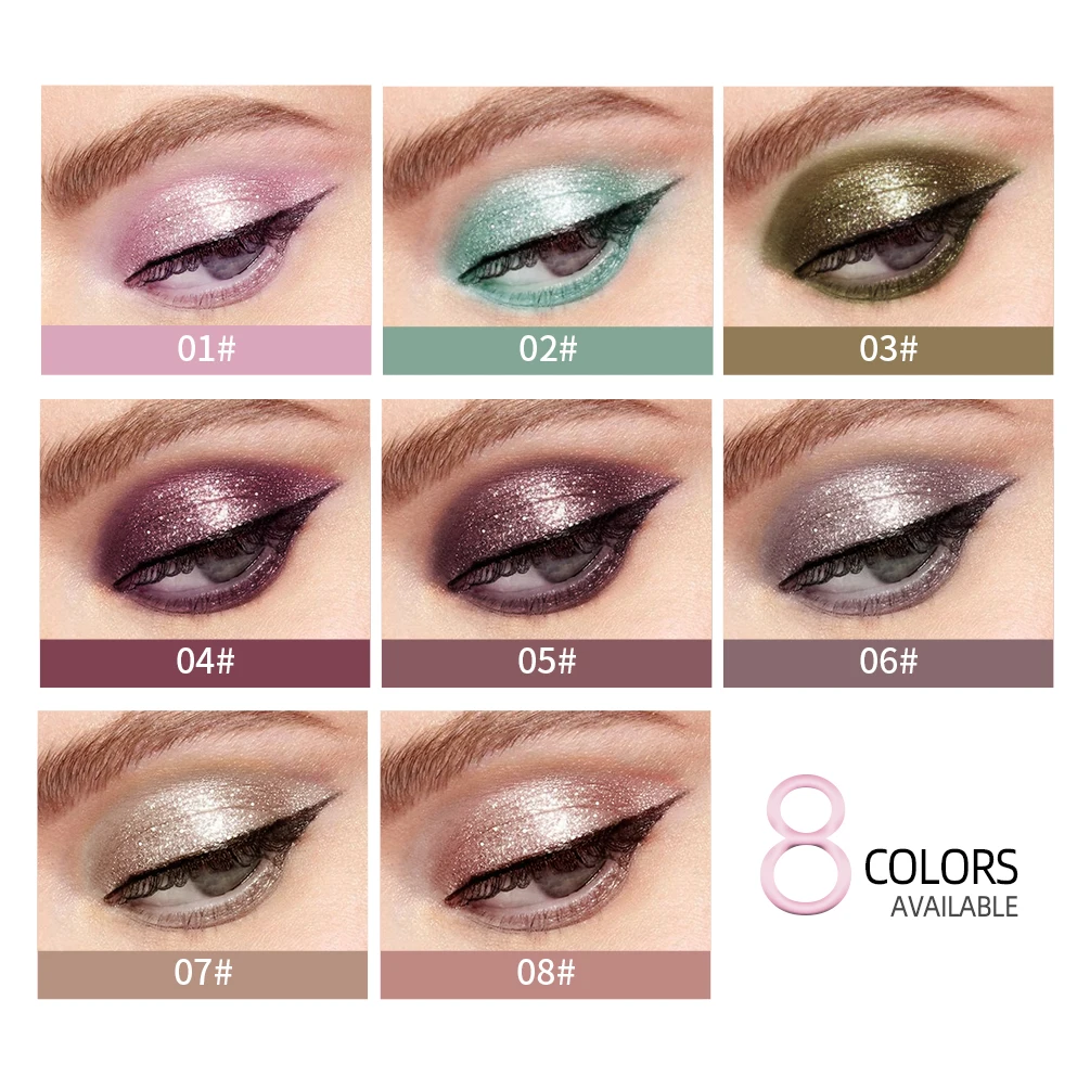 8 Colors Shiny Eyeshadow Glitter Liquid Eye Shadow Metallic Long Lasting Shimmer Pigmented Professional Eyes Makeup For Women