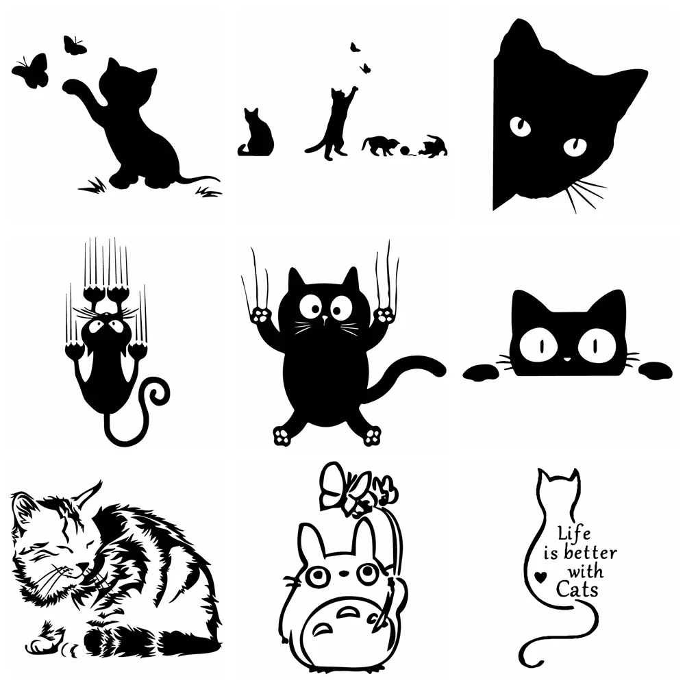 

Lovely Cat Car Decal Sticker For Window Decoration Auto Black Cat Vinyl Decals Car Body Stickers