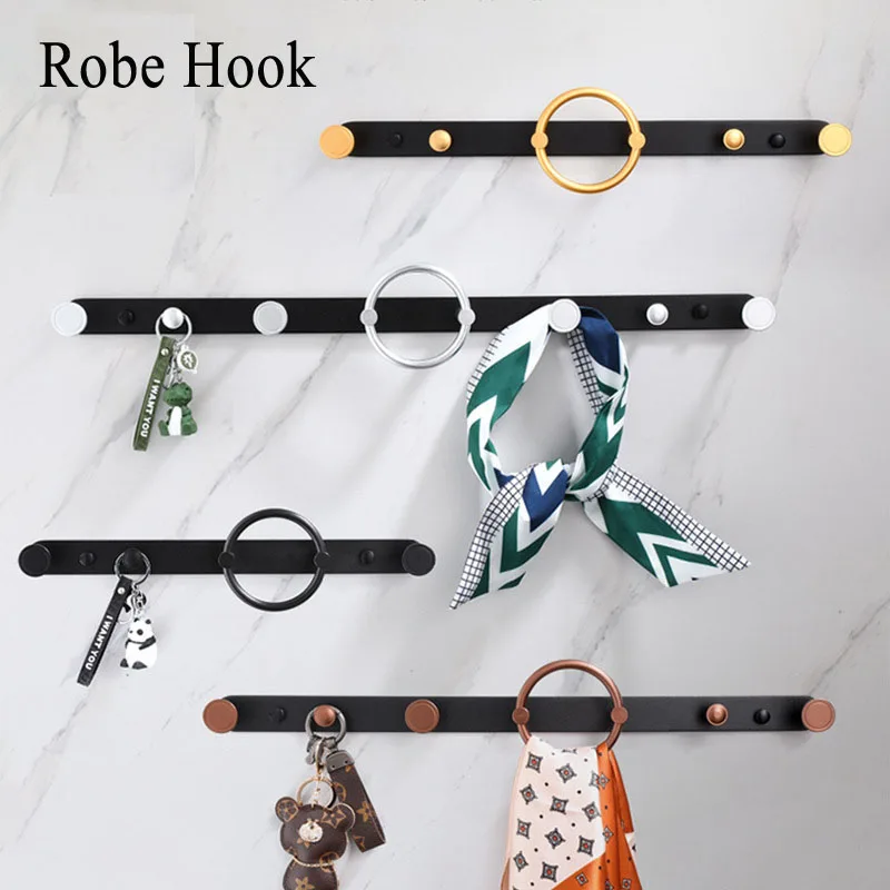 Metal Robe Hook, Clothes Hook, Towel Hanger, Non-Drilling 5-8Hooks, Hardware Accessories for Bathroom, Bedroom, Cloakroom