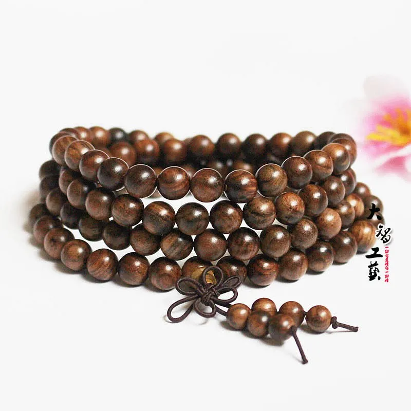 Multilayer 108 Wood Beads Lotus OM Bracelet Tibetan Buddhist Mala Buddha Charm Rosary Bracelet Yoga Wooden For Women Men Jewelry