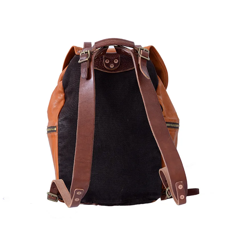 High quality natural genuine leather men's backpack fashion vintage design genuine first layer cowhide outdoor travel bagpack