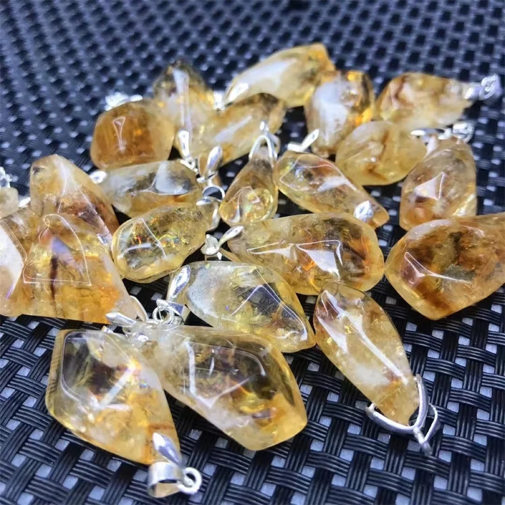 Natural Brazil Citrine Charm Pendant Healing Crystals Enegry Stone For DIY Jewelry Making Pendant With Exquisite String