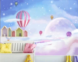 Custom 3d wallpaper living room mural modern Cartoon hand drawn mediterranean hot air balloon children background 3d wallpaper