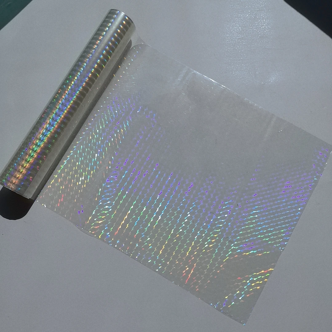 21cm X 120m Hot Stamping Foil Paper Holographic Grid Style Transparent On Box or Plastic DIY Package