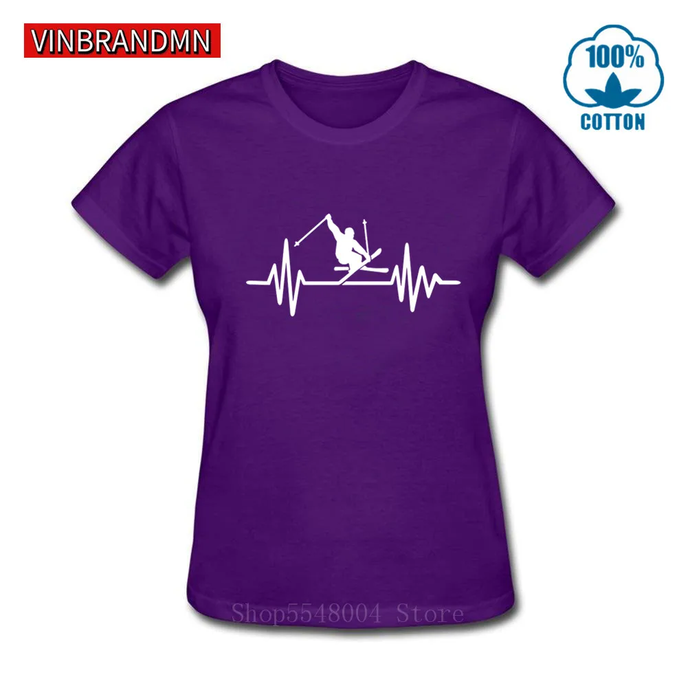 Funny Ski Frequency T shirt Women Winter Ski Heartbeat T-shirt Unique Gift for Snowboarder Love Snowboarding Tee Adventurer Tops