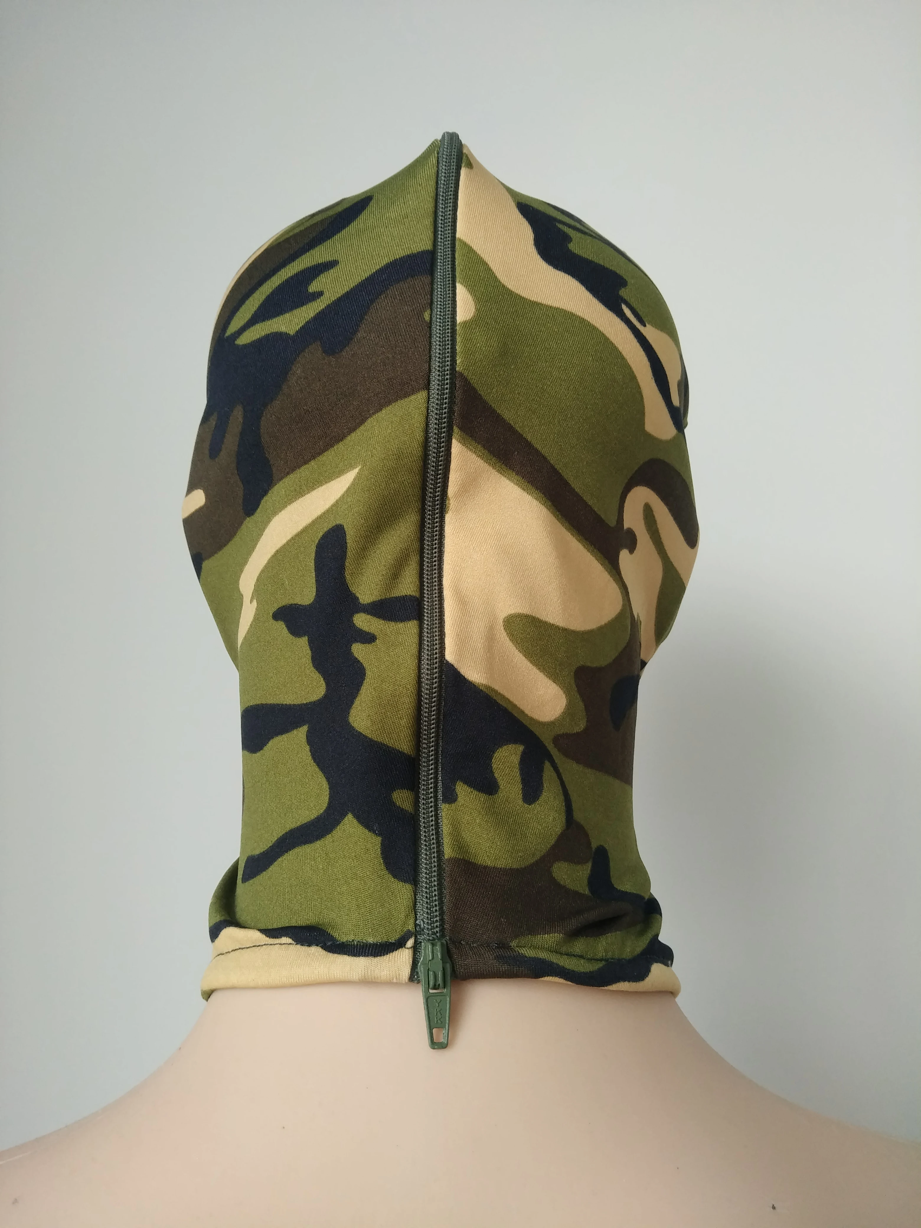 Camouflage Groen Camo Kap Volwassen Unisex Zentai Kostuums Party Accessoires Halloween Maskers Cosplay Spandex Masker Open Ogen