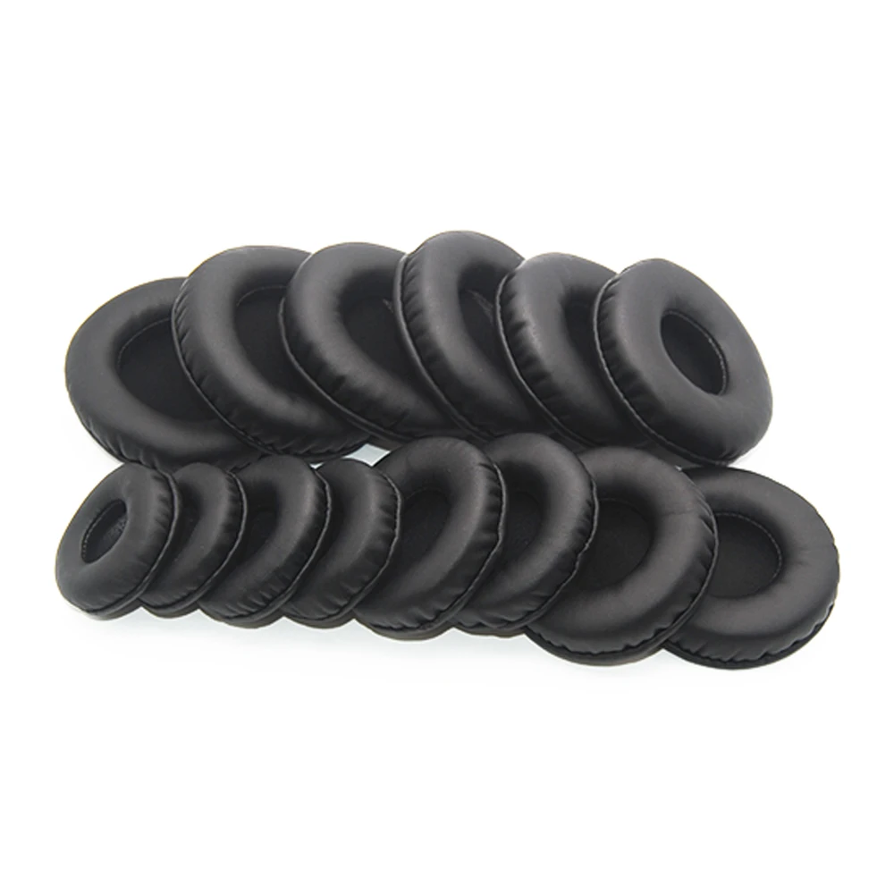 1Pair Headset Ear Pads Replacement Accessories for 45MM-100MM Round PU Leather Full Size Black Headphone Cushion