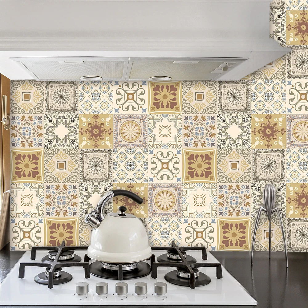 Retro Pattern Matte Froste Tile Wall Sticker Transfers Covers For Kitchen Countertops Bathroom PVC Wallpaper Wearable Waterproof