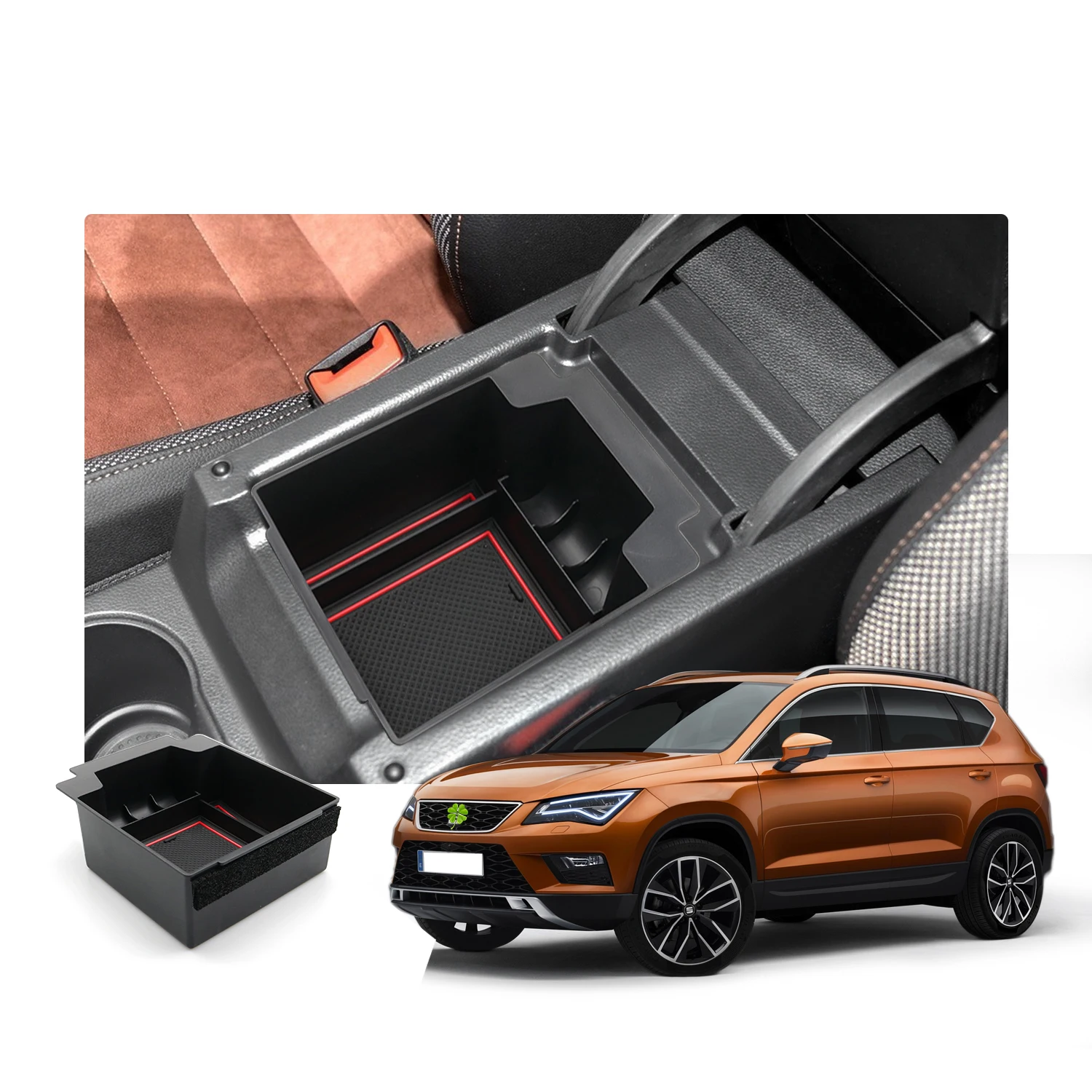 RUIYA Schowek na podłokietnik samochodowy do Seat Ateca 2017-2023 2024 2025 Pojemnik centralnego sterowania Auto Interior Seat Ateca Akcesoria 2025