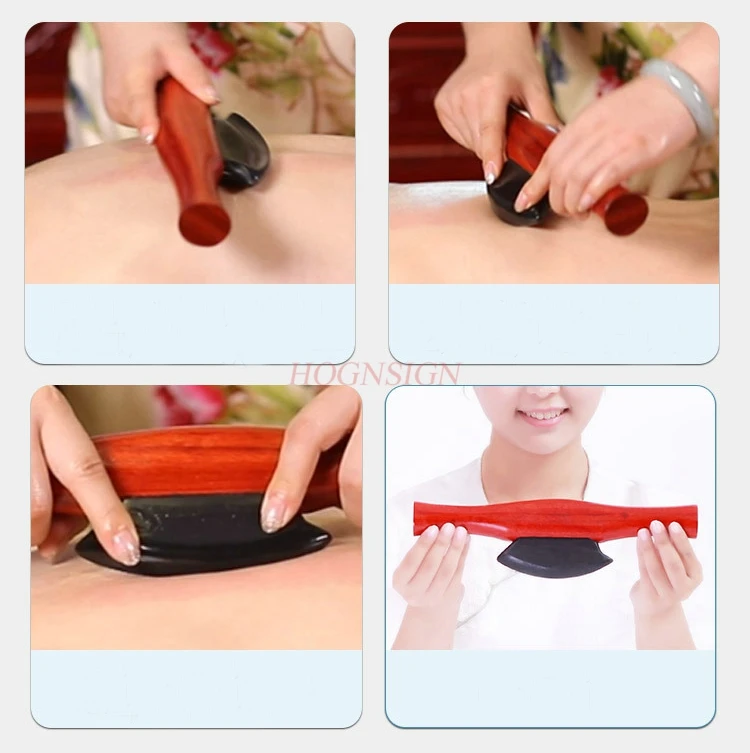 scraping plate knife Meteorite scraping knife double handle scraping plate scraping instrument with groove natural stone piece