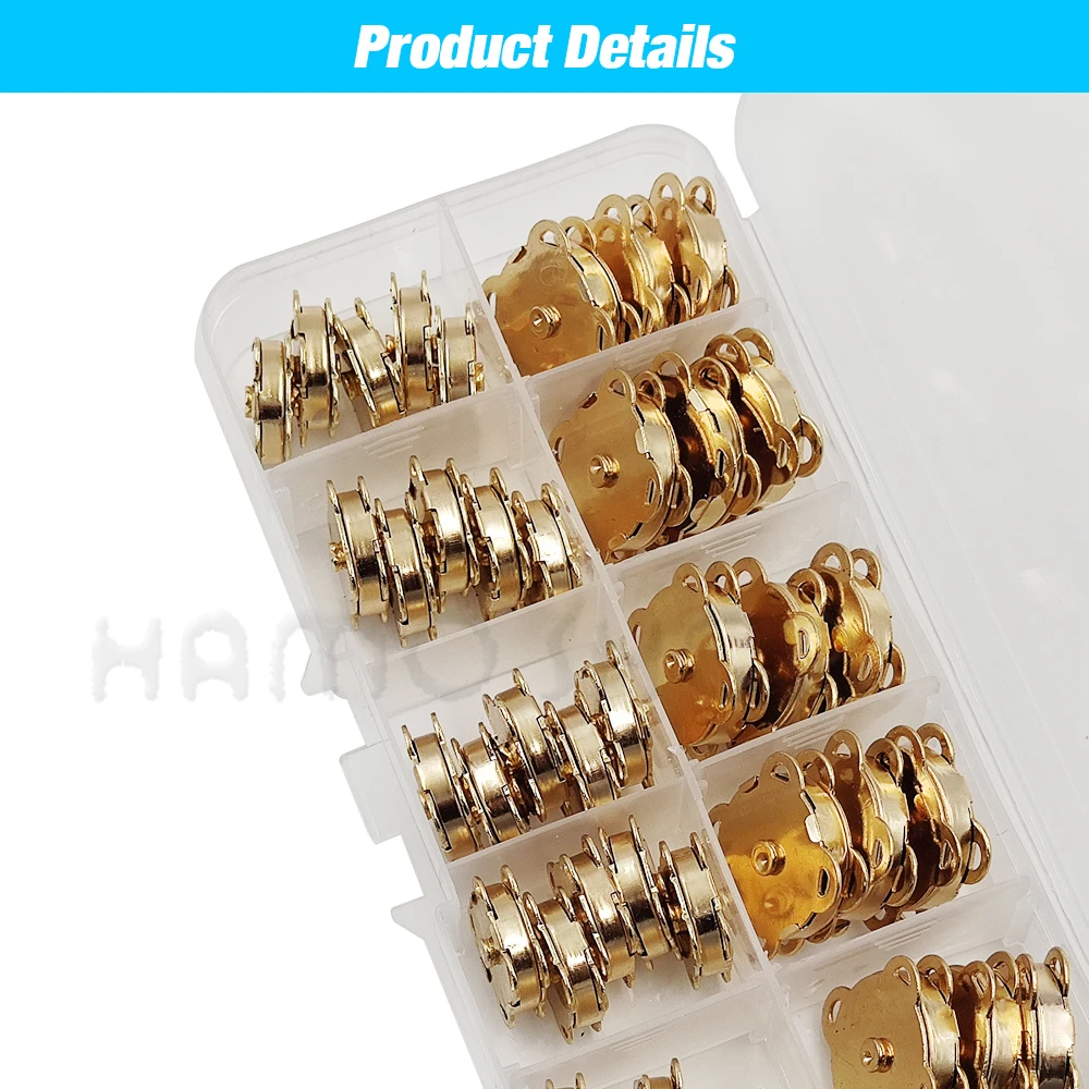 20 Sätze 10mm-18mm aufgenähte Metall magnet schnalle Druckknöpfe Knöpfe Kits DIY Nähen Kleidungs stück Zubehör Materialien Brieftasche Schnalle – Detail 1