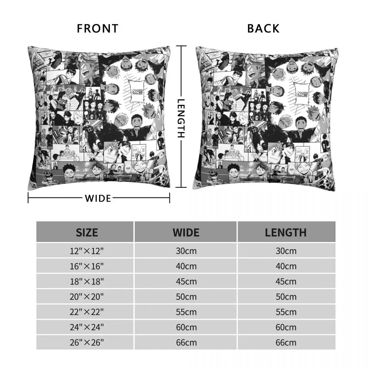 Haikyuu Karasuno Collage Pillowcase Polyester Linen Velvet Zip Decorative Throw Pillow Case Sofa Cushion Cover 45x45