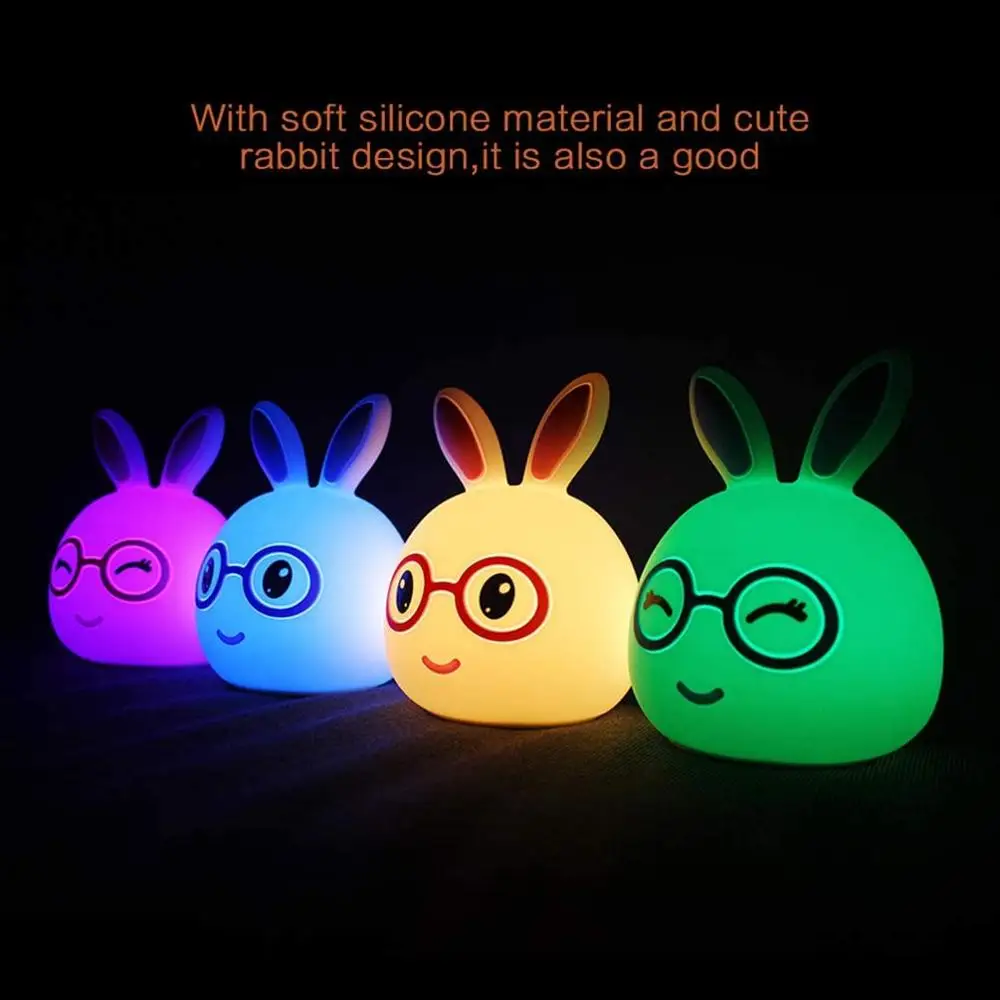 Easter Rabbit Table Light for Kids, luz noturna, mudança de cor, silicone Pat, presente bonito