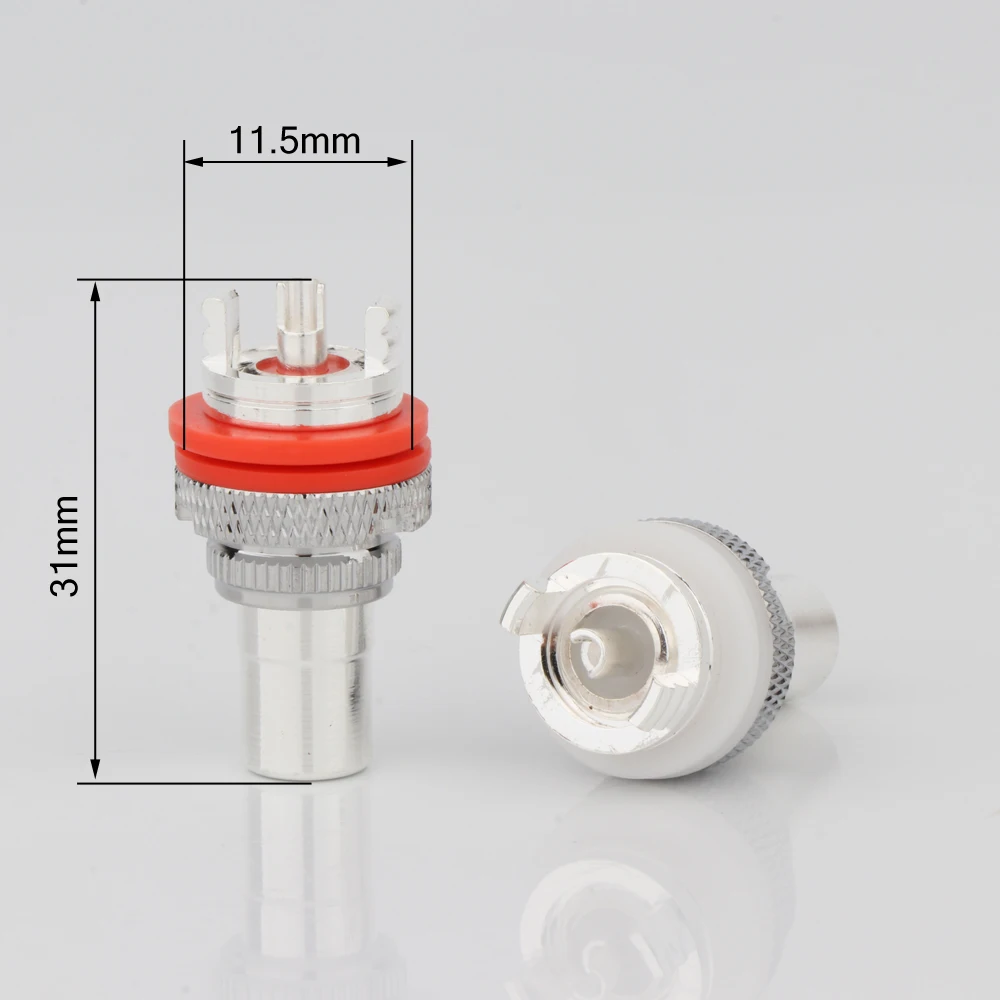 8 un adaptador de soquete fêmea para montagem de painel, montagem de quadro rca banhado a rodio prata r3007s