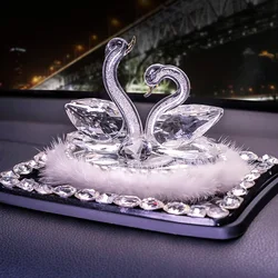 Crystal Swan Figurines Performance of Love Car Perfume Bottle Glass Paperweight Home Decor Car Interior Decor Valentine's Gift