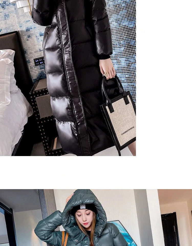 2026 Winter Long Down Jacket Women's Fashion Thick Cotton Parkas Outwear Plus Size 4XL Loose Windproof Hooded Snow Coat Female