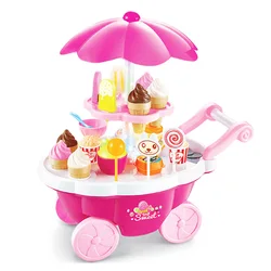 Mini Candy Cart Kids Ice Cream Cart Electric Lighting And Musical Pretend Play Cart Ice Cream Box Boys And Girls Birthday Gift