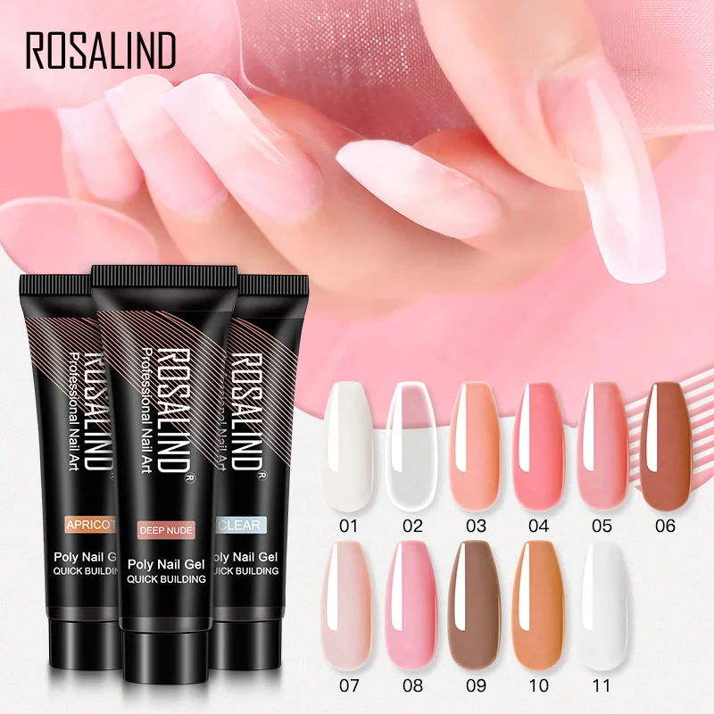 Rosalind Poly ขยายเล็บชุดเล็บ Professional Builder Poly เล็บเจล Matt Top Coat ชุดกดสิวใหม่