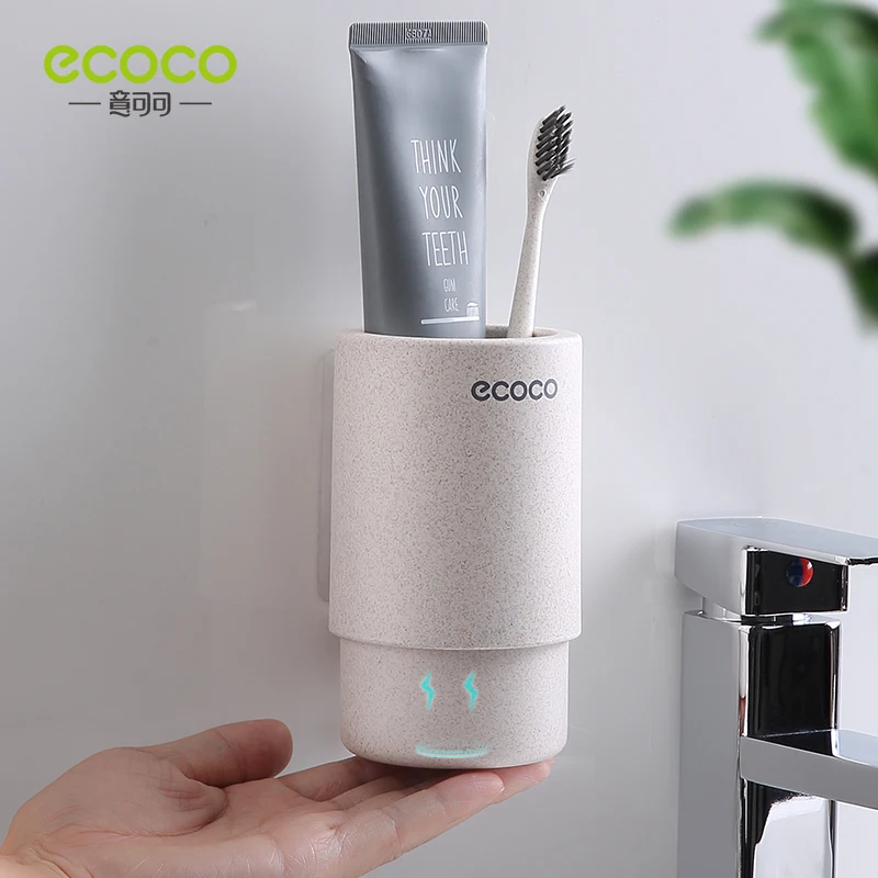 ECOCO 자석 칫솔 욕실 액세서리 홀더 밀짚 건강한 가정용 벽걸이 먼지 방지 네일 월 없음, 에코코