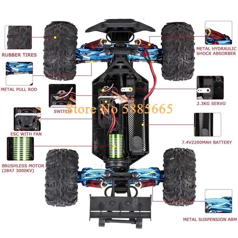 Professional Adult 80KM/H Alloy Frame RC Brushless Car Toys 4WD Buggy High Speed Racing Truck 200M Brake 1:10 RC Cars Model Toy