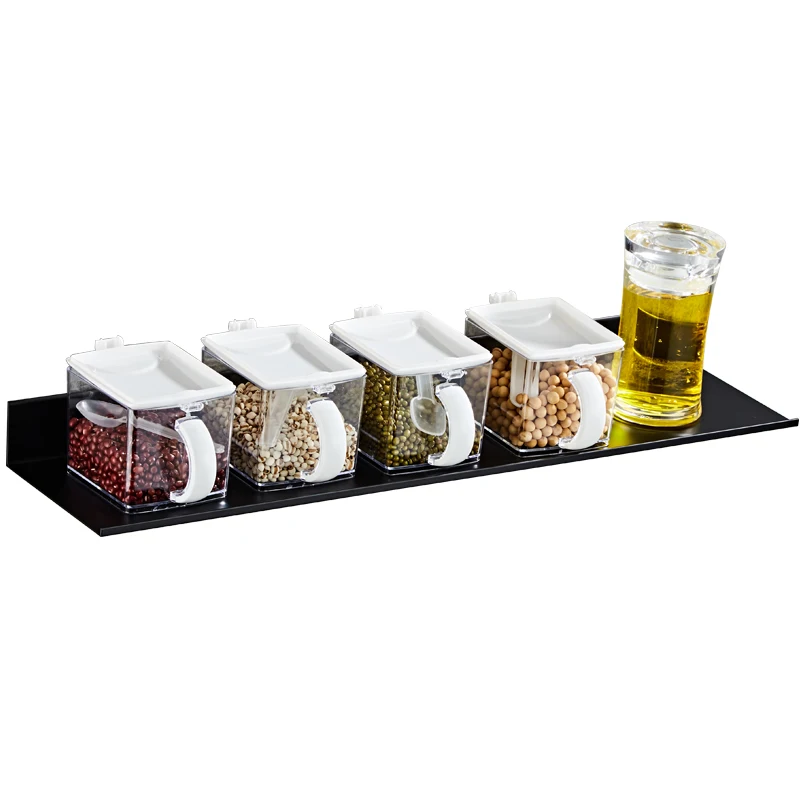 Punch-Gratis Hitam Bumbu Dapur Rak Ruang Aluminium Rak Dinding Dapur Peralatan Dapur Rak WF1016