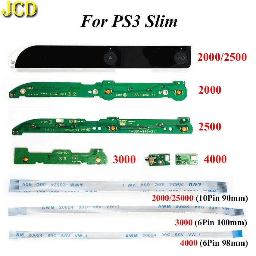 JCD Power Button On OFF Switch Board Ribbon Cable Board Flex Cable For PS3 Slim 2000 2500 3000 4000 Super Slim