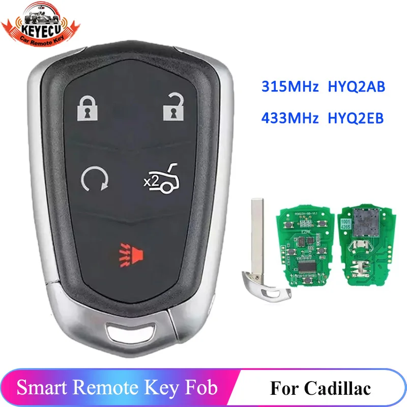 KEYECU HYQ2EB HYQ2AB Smart Remote Key Fob For Cadillac ESCALADE /ESCALADE ESV 2015-2019 XTS CTS CT6 ATS SRX 315/433MHz ID46