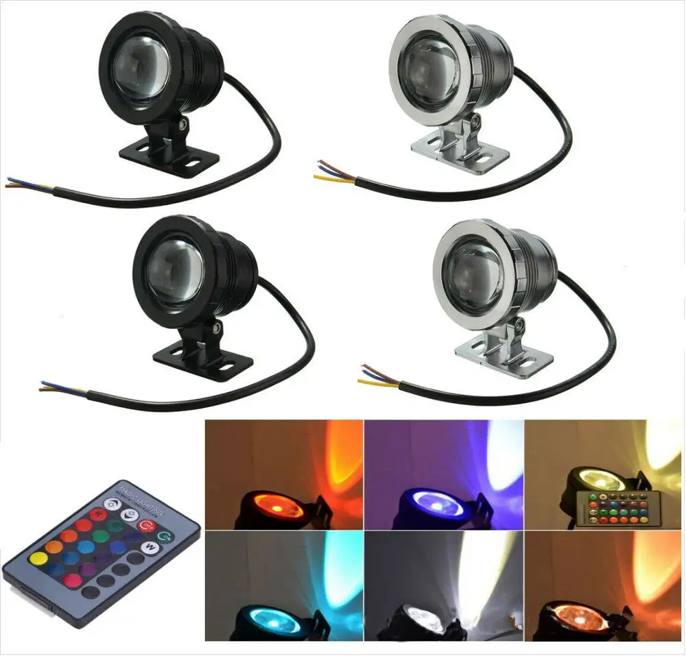 Wodoodporny reflektor LED RGB Podwodna fontanna Basen Staw Akwarium Reflektor Żarówka Lampa Zewnętrzna Ogród AC DC 12V 110V 220V 15W