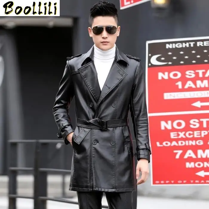 Leather Boollili Men's Jacket Hot Sale Autumn Casual Faux Leather Jacket Male Long Slim Warm Chaquetas De Cuero Plus Size 5XL