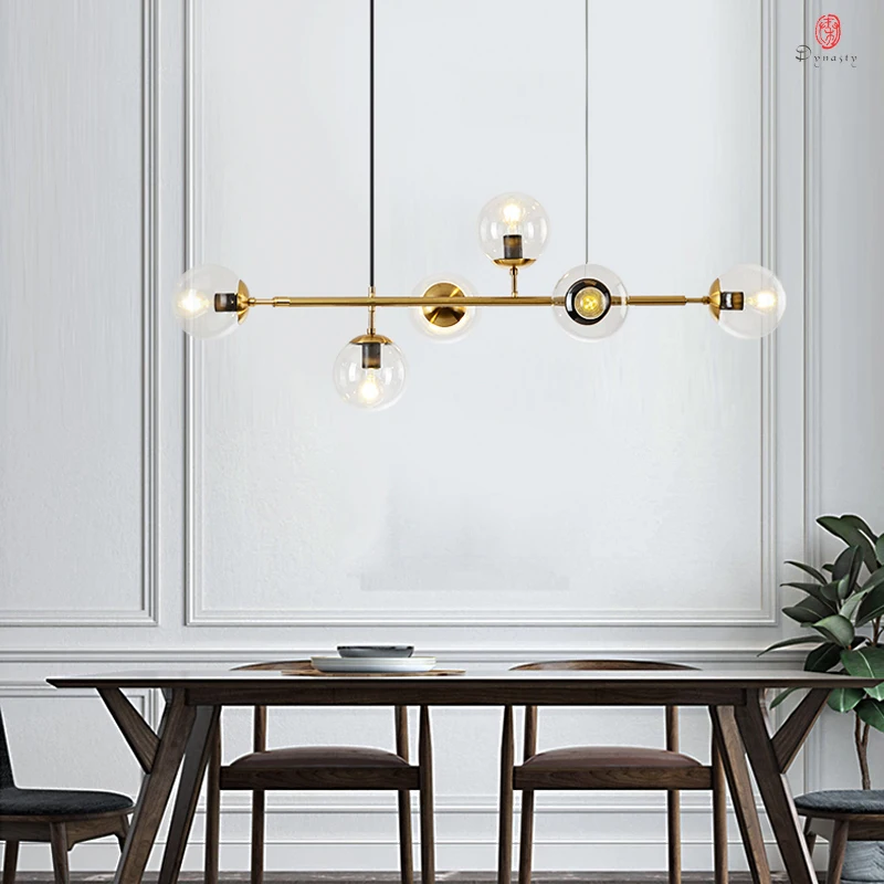 Designer Table Pendant Lamp Modern Linear Hanging Lights Glass Restaurant Reception Dinning Room Bar Counter Lighting Fixture