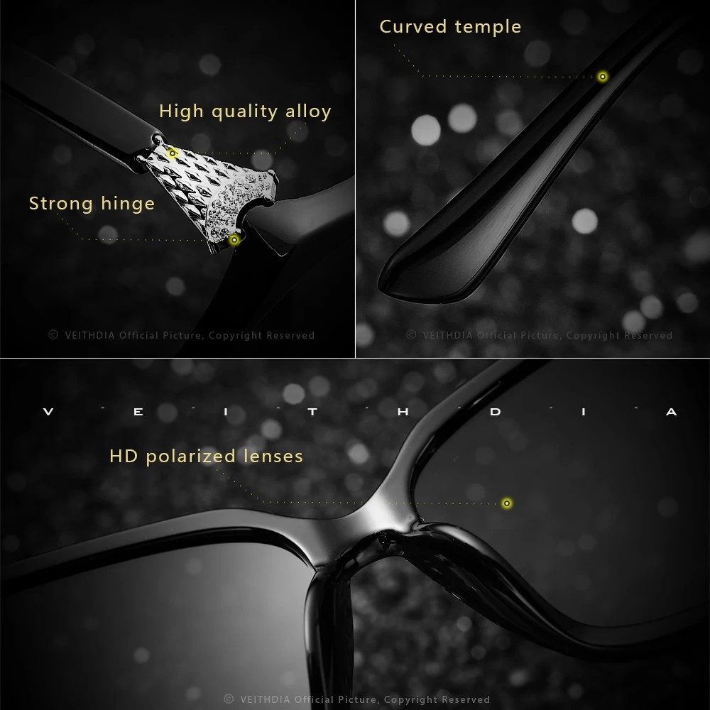 VEITHDIA Retro Women Fashion Sun Glasses Polarized Luxury Crystal Ladies Designer Outdoor Sunglasses Eyewear For Female V3027