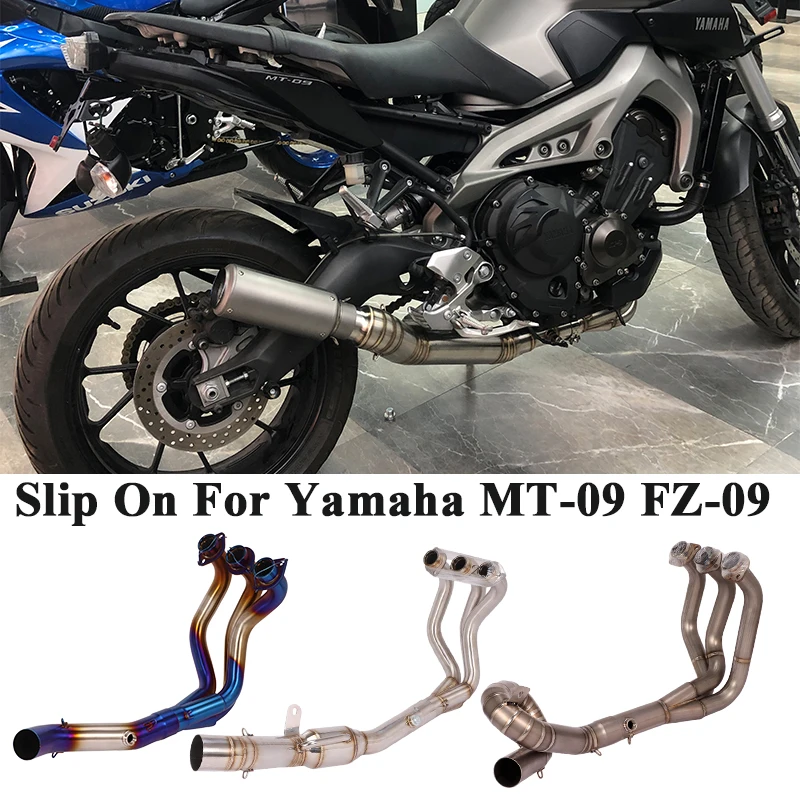 Titanium Alloy Slip On For Yamaha MT-09 MT09 FZ-09 Motorcycle Exhaust Muffler Escape Modified Front Connection Middle Link Pipe