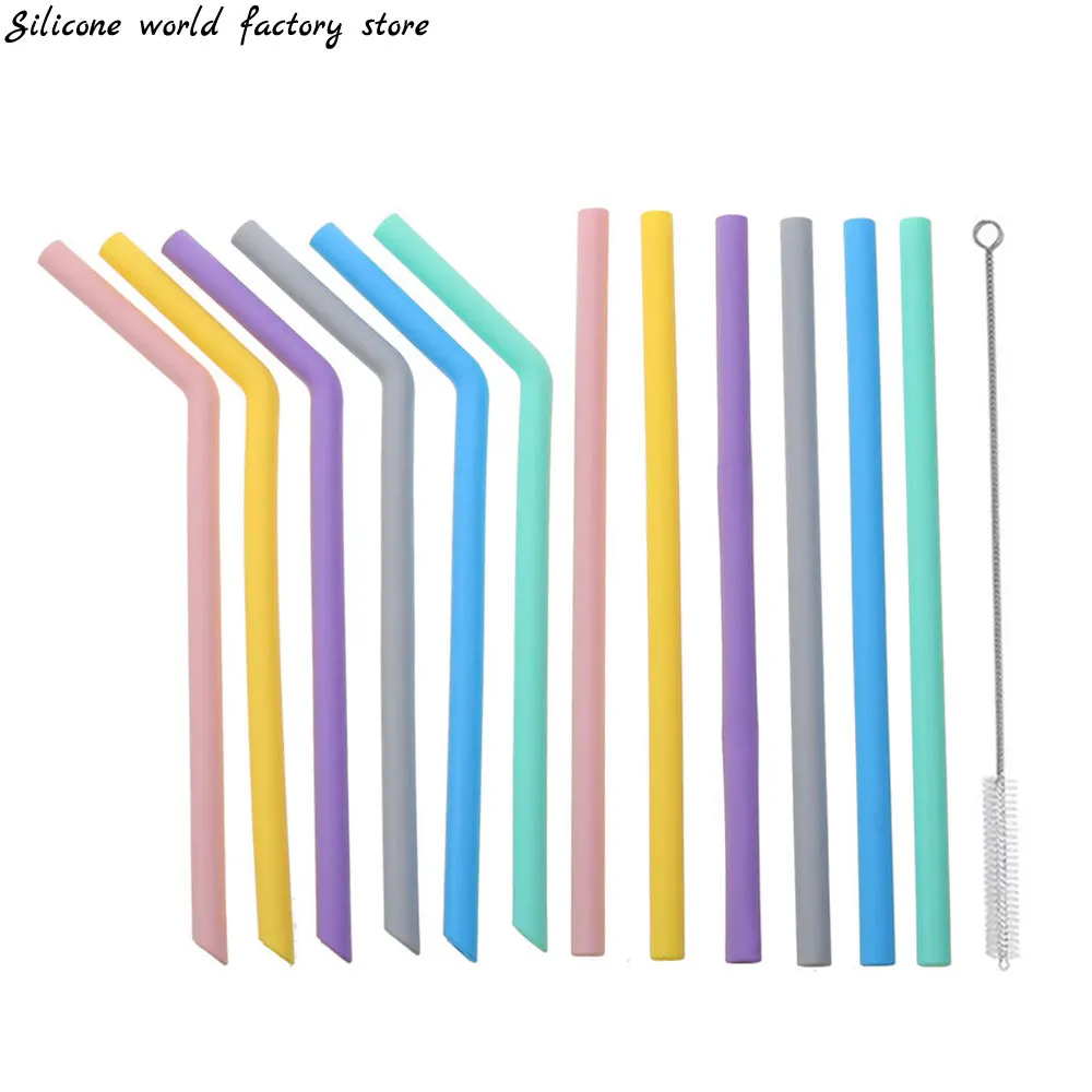 Silicone world Kitchen Accessory Reusable Silicone Drinking Straws Foldable Flexible Straw Party Supplies Bar Tooyls