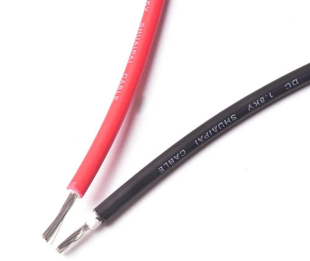 1 คู่ 2.5 มม.โซลาสายทองแดงลวดสีดำและสีแดงพร้อมคลิปจระเข้