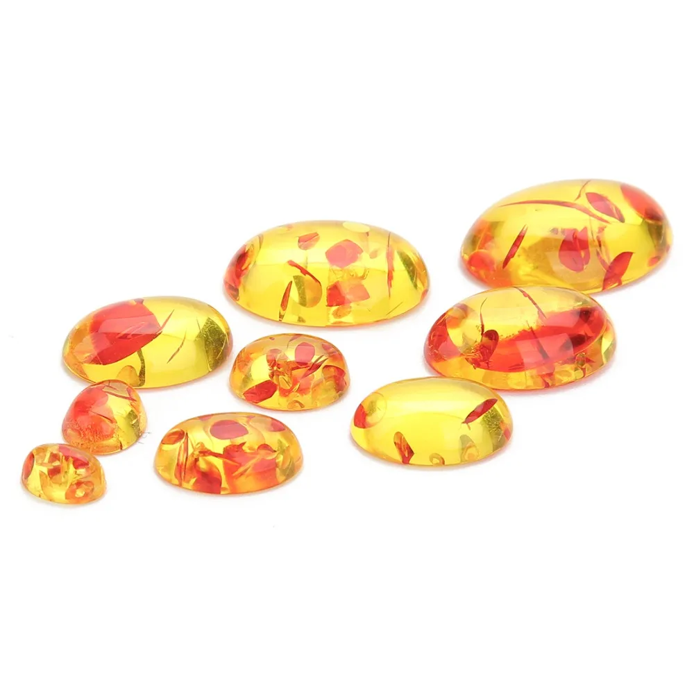 DC 10pcs/lot 6*8mm 8*10mm Oval Imitation Ambers Flatback Resin Cabochons Spacer Beads for DIY Necklace Bracelets Jewelry Making