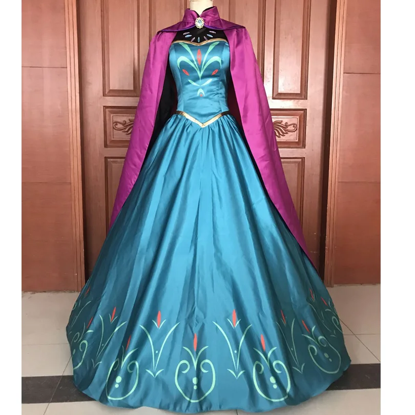 

Movie Ice Snow Cosplay Queen Elsa Costume Adult Women Fashion Dress With Cloak Fancy Halloween Party