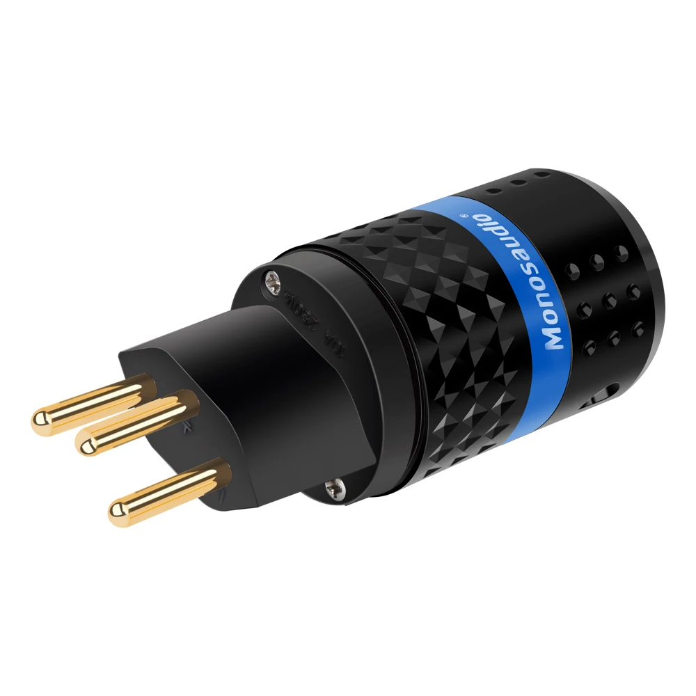 Monosaudio-Prise d'alimentation Hi-Fi pour alimentation audio, plaquée or 24 carats, Suisse, Suisse, 3 broches, MS150G