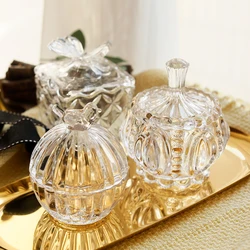 Transparent Crystal Glass Jar with Exquisite Embossed Bird Butterfly Candy Jar Wedding Jewelry Box with Lid Storage Container