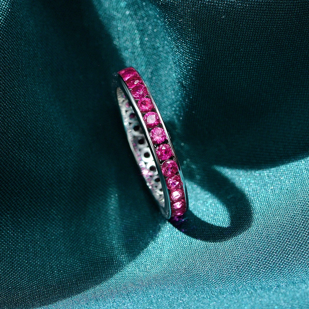 WUIHA-Anillo de diamante de fila de zafiro Retro, Plata de Ley 925 sólida, Gema de rubí creada, moissanita, anillo de compromiso de boda, joyería fina